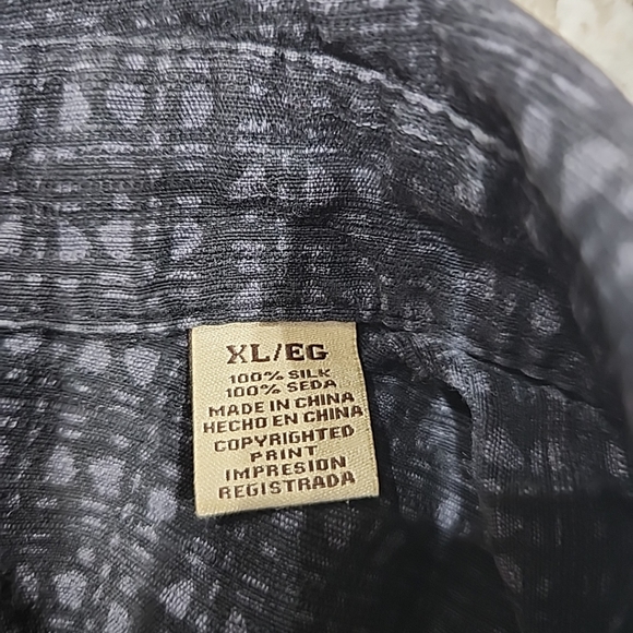 Jamaica Jaxx Authentic Island Style Hawaiian 100 %Silk Shirt Size XL Black Gray - Picture 5 of 5